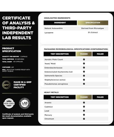 Astaxanthin 24mg + Lycopene 50mg Clinical Strength Carotenoids Skin Supplement w. 100% Natural from MicroAlgae - Best Astaxanthin Supplements for Skin Health & Pigmentation - Astaxantina - Buy Online on GoSupps.com