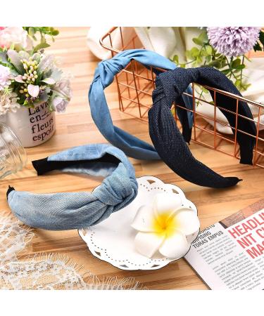 Giegxin Denim Knot Headband Set - 3 Pieces | Elastic Blue Headbands for Women and Girls - Buy Online on GoSupps.com