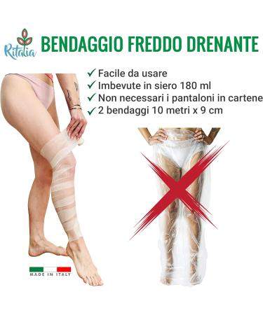 Ritalia Cellulite Wickel - Draining Cold Effect Leg Wraps for Toning & Anti-Tiredness | 100% Natural Extracts - Cosmetic Bandage - Buy Online on GoSupps.com