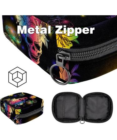 Colorful Fashionable Women's Napkin Storage Bag with Skull Motif - Portable Zipper Bag for Teens & Women - Buy Online on GoSupps.com