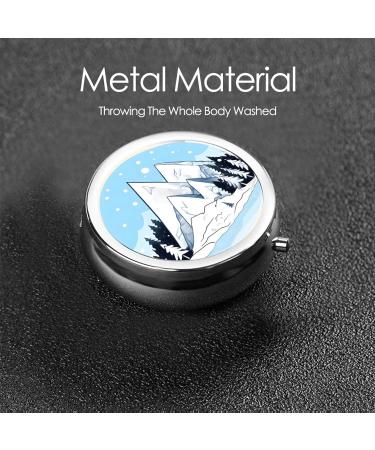 Snow-Capped Mountains Round Pill Box | 3 Compartment Travel Organizer | Portable Pill Case for Travel - Buy Online on GoSupps.com