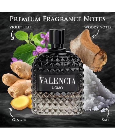 Valencia UOMO for Men Eau De Parfum - Woody Aromatic Fragrance - Floral Twist Blended with a Cool Facet of Mineral Notes & Salt - Edgy yet Masculine Scent - Cologne or Everyday Use - 100ml Bottle - Buy Online on GoSupps.com