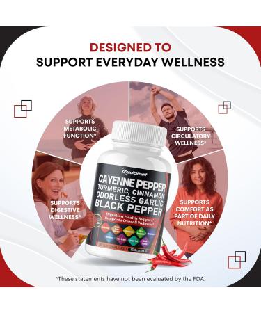 Cayenne Pepper Turmeric Odorless Garlic Cinnamon Fenugreek Citrus Bergamot Artichoke Blueberry Green Tea Black Pepper -150 Capsules 150 count (pack of 1) - Buy Online on GoSupps.com