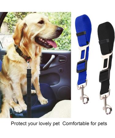 Ggisui 2pcs Adjustable Dog Seat Belt - Safety Belt for All Dog Breeds & Cats | Travel Accessories (42-70cm) - Black & Blue - Buy Online on GoSupps.com