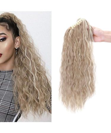 Claw on ponytail clip in ponytail braid extension hair extension hairpiece corn wavy corrugated hair part 60cm sandy blonde & bleached blond sandy blonde & bleach blonde