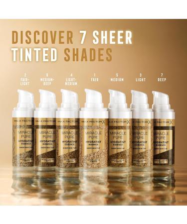 Max Factor Miracle Pure Hydratint Essence Foundation 7 deep up to 24 hours hydration 71 waterbased formula natural coverage vegan formula - Buy Online on GoSupps.com