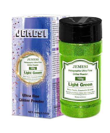 Buy Jemesi Green Holographic Glitter Powder - 100g for Epoxy Resin Nail Art & Body Decoration | International Shipping - Buy Online on GoSupps.com
