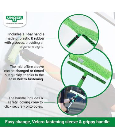 UNGER 79020 MicroStrip Window Washer Sleeve 35cm with ErgoTec T-bar Handle - Microfibre Window Cleaner for Hand Wash or Telescopic Window Cleaning Green 35cm Single - Buy Online on GoSupps.com