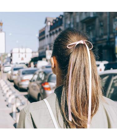 PAGOW 10pc Long Silk Ribbon Hair Bands with Bow - Colourful Satin Scrunchies for Women, Kids & Girls - Buy Online on GoSupps.com