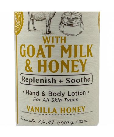 Goat Milk & Honey Body & Hand Lotion - Vanilla Honey | 32 oz | All Skin Types | Nourishing Moisturizer for Smooth Skin - Buy Online on GoSupps.com