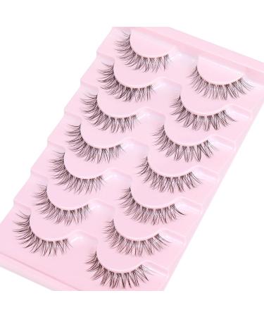 Eyelashes Wispy Natural False Lashes 3D C Curl Eye Lashes Clear Band Short Russian Strip Lashes that Look Like Extensions Reusable Fake Eyelashes Asian Fake Lashes Pack by Goddvenus short lashes - Buy Online on GoSupps.com