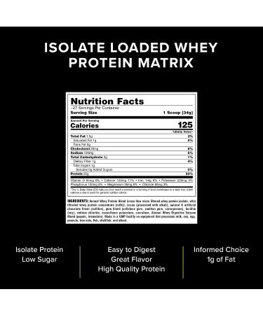 Animal Whey Isolate Protein Powder - Chocolate - 2lb | Post Workout Recovery, Low Sugar & Highly Digestible - Buy Online on GoSupps.com