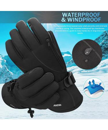 Winter Ski Gloves Waterproof & Windproof - Warm Touchscreen Snowboard Gloves for Men, Women & Boys - Breathable Snowboarding Glove with Wrist Leashes in Black - Medium - Buy Online on GoSupps.com