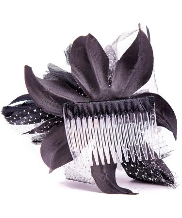 Black Feather Comb Hair Fascinator Ladies Day Races Ascot Weddings - Buy Online on GoSupps.com