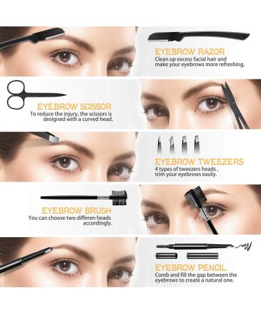 Hocosy 8-PC Eyebrow Care Set - Brown Pencil Comb Tweezers Razors Brushes & Scissors - Perfect for Flawless Eyebrows - International Shipping Available - Buy Online on GoSupps.com