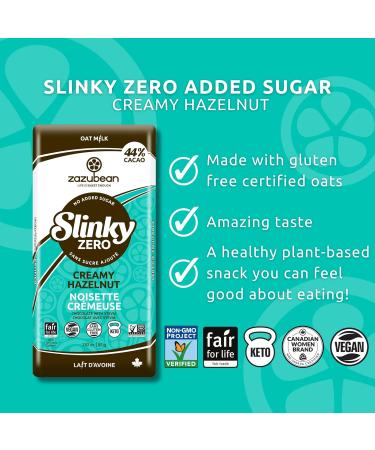 Zazubean SLINKY Chocolate bars - No Added Sugar NON-GMO Fair trade Gluten free Soy Free (Creamy Hazelnut 1 Count (Pack of 6)) Creamy Hazelnut 1 Count (Pack of 6) - Buy Online on GoSupps.com