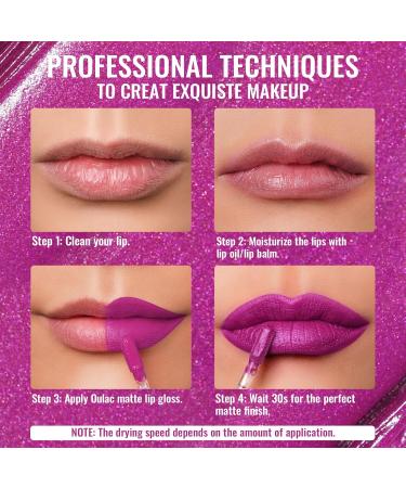 Buy Oulac Liquid Matte Lipstick - Vegan Long-Lasting Pink Lipstick with Precise Applicator | Passionate Kiss | 4.5ml - Buy Online on GoSupps.com
