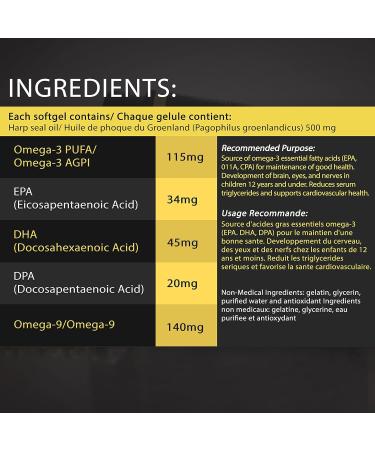 Harp Seal Oil Omega-3 Omega-6 Omega-9| Rich Source of EPA DHA & DPA for Good Health | 100% Natural Chemical-Free Non-GMO | 500mg - 240 Softgels | Made in Canada (6 Pack) 240 count (Pack of 6) - Buy Online on GoSupps.com
