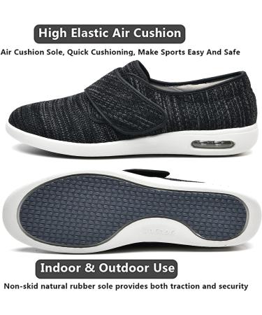 Womens Wide Width Diabetic Shoes with Adjustable Closure - Non-Slip Lightweight Mesh Sneakers for Elderly - Ideal for Edema, Plantar Fasciitis, Bunions - 8 Wide Black Gray - Buy Online on GoSupps.com