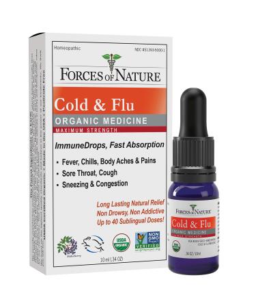 Forces of Nature Cold & Flu Organic Medicine ImmuneDrops Maximum Strength 0.34 oz (10 ml) - Buy Online on GoSupps.com