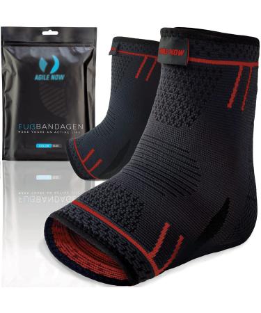 Agile Now ankle bandage 2 Set stabilizes the ankle & protects the joints - ankle bandage for women and men - slip -resistant & breathable footbands - fits in every shoe (m | red) m red