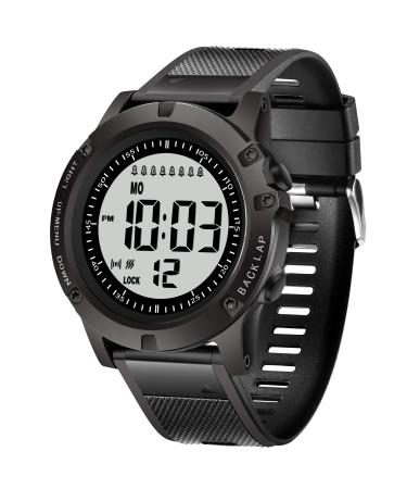 TICCI Men 8 Vibrating Alarms Watch Medication Aids Pill Vibra Alert Reminders for Elderly Seniors Big Digits Waterproof Black