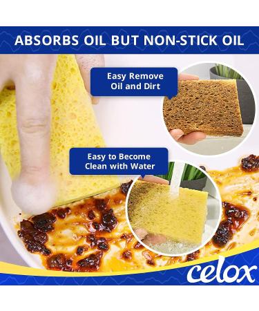 CELOX Large Eco-Friendly Cellulose Kitchen Sponges - 24 Pack Super Absorbent Cleaning Sponges for Dishes - DIY Kids Sponges in Pink-yellow (4.5 x 2.8 x 0.6) - Buy Online on GoSupps.com