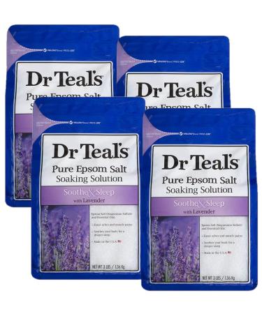 Dr Teal's Epsom Salt 4-pack (12 lbs Total) Soothe & Sleep with Lavender Lavender 3 Pound (Pack of 4) - Buy Online on GoSupps.com
