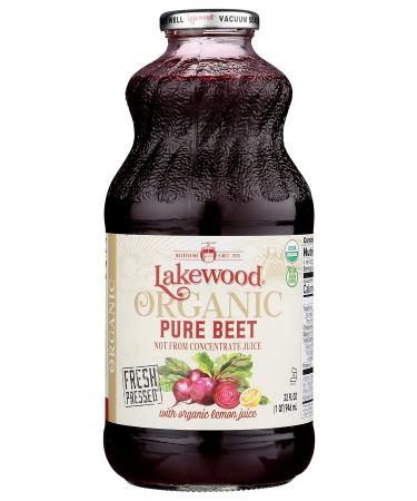 Lakewood Organic Pure Beet, Fresh Pressed, Beetroot, 32 Fl Oz, Pack of 6