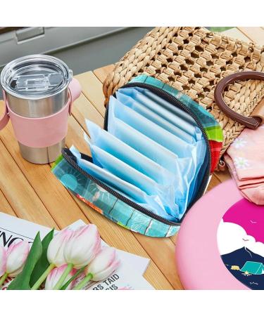 Portable Women's Binding Bags - Menstrual Cup Pocket & Pads for Teen Girls | Summer Surf Design - Multi-Color - Buy Online on GoSupps.com