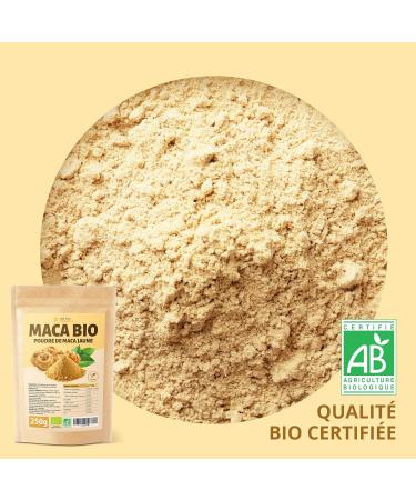 DETOX ORGANICA Maca Bio - 250g Poudre de Maca Jaune Bio - 100% Nature et Vegan - Racine du P rou riche en Vitamines et Min raux - Fertilit et Boost d'Energie - Qualit Premium 250 g (Lot de 1) - Buy Online on GoSupps.com