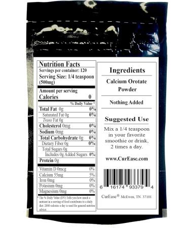 Pure Calcium Orotate Powder 500mg - 120 Servings | High-Quality Supplement - Buy Online on GoSupps.com