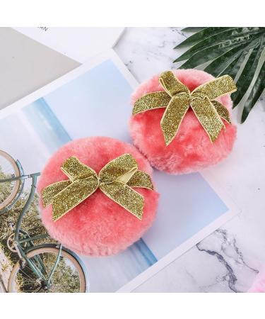 Sibba Large Fluffy Powder Puff Set - 2 Ultra Soft Washable Velour Makeup Tools with Golden Bow | Reusable Face Cushions for Women | Ideal for Wet & Dry Application - Buy Online on GoSupps.com