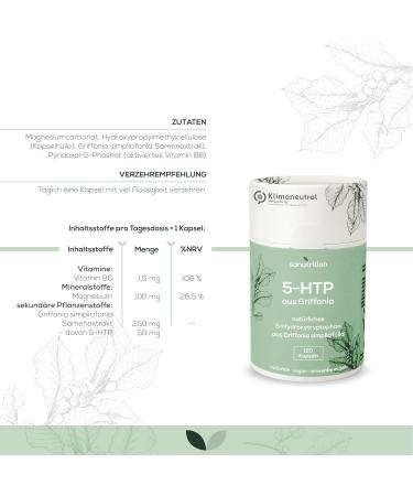 5-HTP Vegan Capsules | Mood Booster from Griffonia Extract | 120 Count | Supports Serotonin | Enhanced with Magnesium & Vitamin B6 | Eco-Friendly Packaging - Buy Online on GoSupps.com