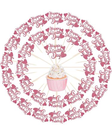 36Pcs Happy Valentine's Day Cupcake Toppers Pink Glitter Heart Valentine's Day Cupcake Picks Valentine's Day Theme Birthday Cake Decorations Party Supplies - Buy Online on GoSupps.com