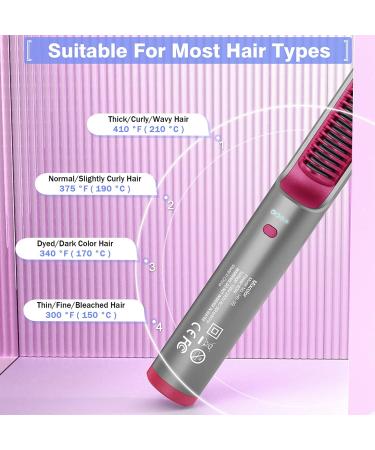 Mixcolor Hair Straightener Brush - Fast Heating, 4 Temp Settings, Anti-Scald - Professional Salon Results at Home - Travel-Friendly - Silver Gray - Buy Online on GoSupps.com