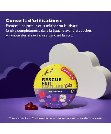 RESCUE NUIT KIDS - Jolis R ves - Pastilles Framboise Sans Alcool Sans Sucres - Apaisant Calmant et Relaxant pour Enfants - Favorise le Sommeil Serein et R parateur - 50g - Buy Online on GoSupps.com