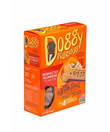 Doggy Delirious Crunchy Dog Treats – for All Pet Sizes, Breeds – All-Natural Puppy Treat – 100% Human-Grade – Delicious Pet Treat Bones, Snacks for Dogs – Pumpkin, 16 Oz. Pumpkin 16 Ounce (Pack of 1)