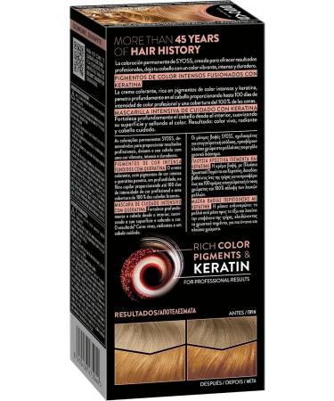  Syoss SYOSS Permanent Color 8-7 Golden Blonde Caramel Hair Colour and Keratin Mask for Professional Coverage of Grey Hair Lasting Colour and Intensive Care Pack of 3 - Buy Online on GoSupps.com