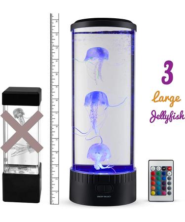 SensoryMoon Large LED Jellyfish Lava Lamp Aquarium with 3 Glowing Fake Jellyfish - 20 Color Changing Remote, Ocean Wave Projector - Kids Night Light - Buy Online on GoSupps.com