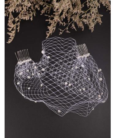 Elegant Beryuan Ladies Fascinator with Veil & Pearls | Bridal Hair Comb & Party Headgear (White) - Buy Online on GoSupps.com