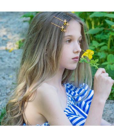 12-Piece Rhinestone Bee Hair Clip Set for Women - Yellow Pink Alloy Hair Accessories for Bride, Bridesmaid, Wedding, Party Styling - Buy Online on GoSupps.com