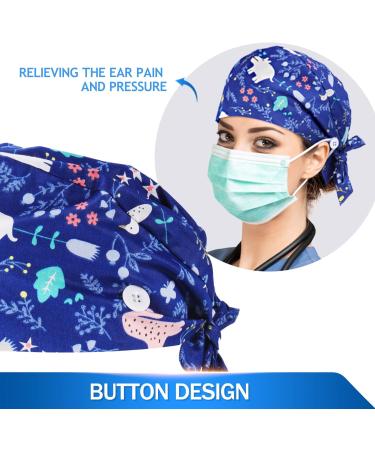 Annhua Women's Working Hat with Buttons - Adjustable Scrub Caps 6 Pcs - Buy Online on GoSupps.com