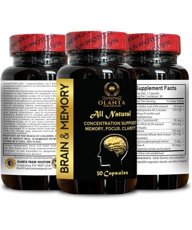 OLANTA TRADE SOLUTION Brain Memory Support - nootropics Brain Supplements for Memory & Focus Memory Retention Cognitive Agility Energy & Better Concentration - 2 Bottles 60 Capsules - Buy Online on GoSupps.com