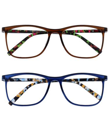 Opulize Unisex Arc Reading Glasses (7 Pack) +1.50 Diopters Brown / Blue