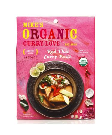 Mike's Organic Curry Love Red Thai Curry Paste, Made in Thailand | 1 x 2.8 oz Red Thai Curry Single