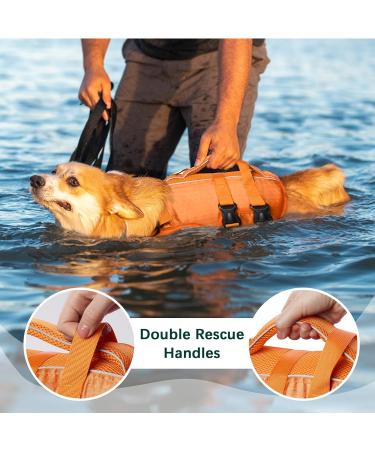Kuoser Adjustable Ripstop Dog Lifeguard Vest for Small & Large Dogs - High Floating Capacity Pet Swimming Suits in XL Orange - Buy Online on GoSupps.com