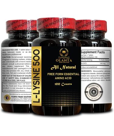 L-LYSINE 500 - Amino Acid Lysine Hydrochloride Nutritional Supplement for Adults Essential Amino Acid L-Lysine HCL Tablets - 1 Bottle 100 Counts - Buy Online on GoSupps.com