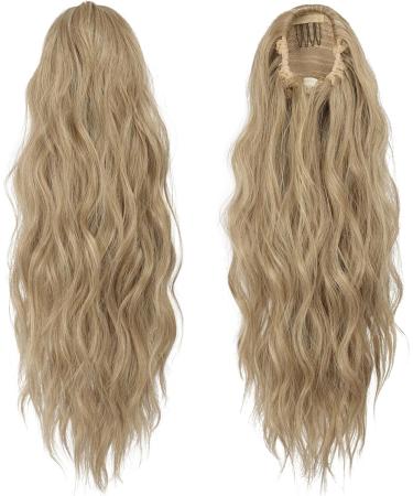 FESHFEN Blonde & Ash Blonde Mixed Curly Wavy Drawstring Ponytail Extension 18 inch - Synthetic Hairpiece for Women - Buy Online on GoSupps.com