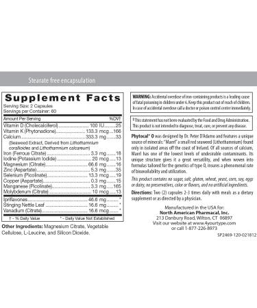 Phytocal Mineral Formula (Type O) 120 Capsules - 2 Pack | Essential Minerals for Blood Type O - Buy Online on GoSupps.com